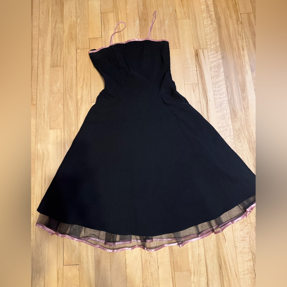 Cleo Black Strapless Dress with Pink Accents